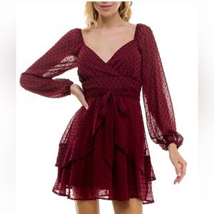 Trixxi Juniors' Surplice-Neck Tie-Waist Fit & Flare Dress 👗